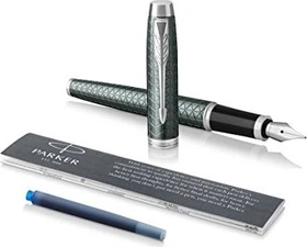 Parker IM Premium dark green, rechte Hand, fein, Geschenkbox