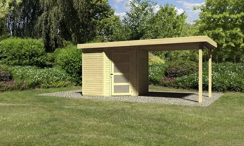 Karibu Schwandorf 3 Gartenhaus inkl. Anbau 2.8m natur