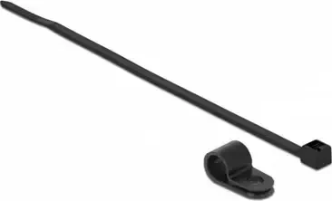 DeLOCK Befestigungsschelle 7.9mm mit Kabelbinder, 3.6mm, 250mm, schwarz, 10 Stück