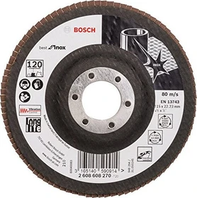 Bosch Professional X581 Best for Inox Fächerschleifscheibe gerade K120, 115x22.23mm, 1 Stück