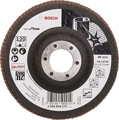 Bosch X581 Best for Inox Fächerschleifscheibe gerade 115mm, 1er-Pack