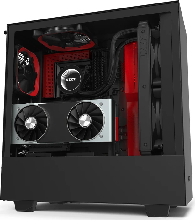 NZXT H510i, schwarz/rot, Glasfenster