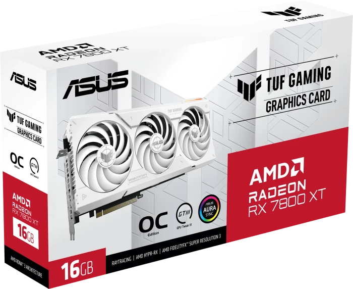 ASUS TUF Gaming Radeon RX 7800 XT OC White, TUF-RX7800XT-O16G-WHITE-GAMING, 16GB GDDR6, HDMI, 3x DP