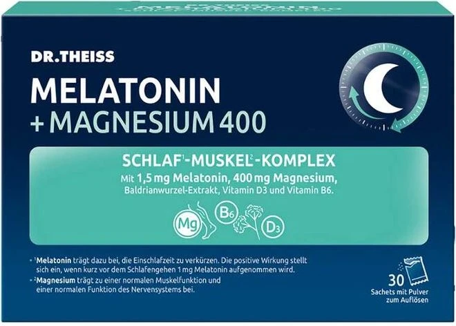 Dr. Theiss Melatonin + Magnesium 400 Schlaf-Komplex Pulver, 150g