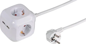 Vivanco Steckdosenwürfel PC 4W2USB Schuko/USB, 4-fach, 1.4m, weiß