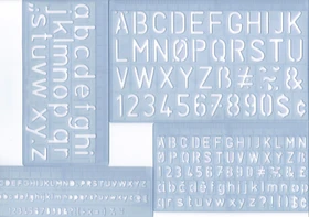 Wedo Schriftschablonen Set, 5/10/20mm, transparent/blau, 3 Stück