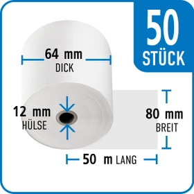 Heipa Bonrolle Thermopapier, 80mm, 50 Rollen