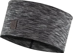 Buff Merino Wide Stirnband multi stripes fog grey