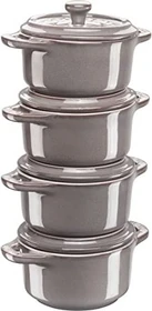 Zwilling Staub Ceramique Mini Cocotte Schmortopf 10cm antik-grau, 4 Stück