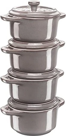 Zwilling Staub Ceramique Mini Cocotte Schmortopf 10cm antik-grau, 4 Stück