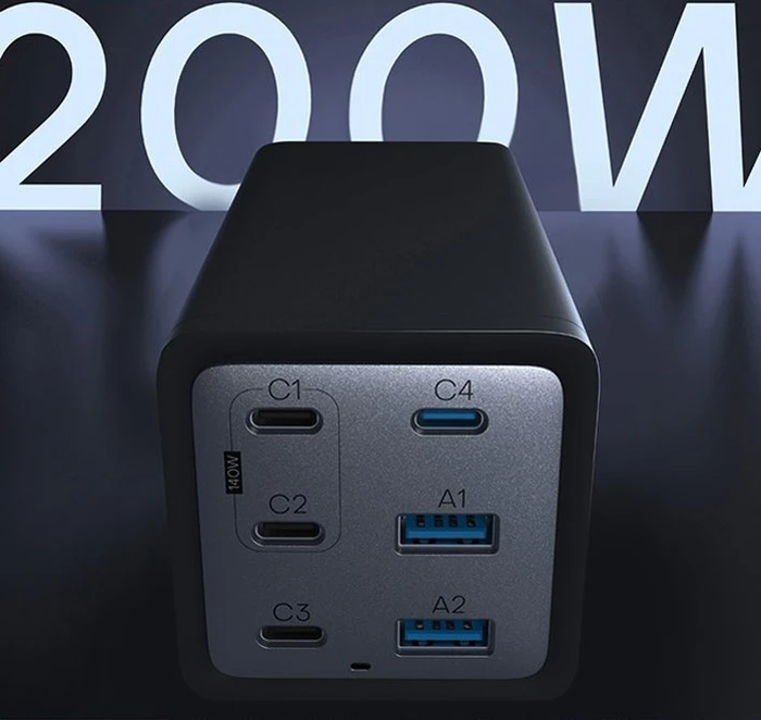 Conceptronic USB GaN Ladegerät, 4x USB-C + 2x USB-A, 200W schwarz