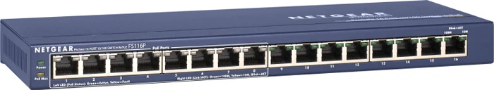 Netgear ProSAFE FS100 Desktop Switch, 16x RJ-45, 70W PoE