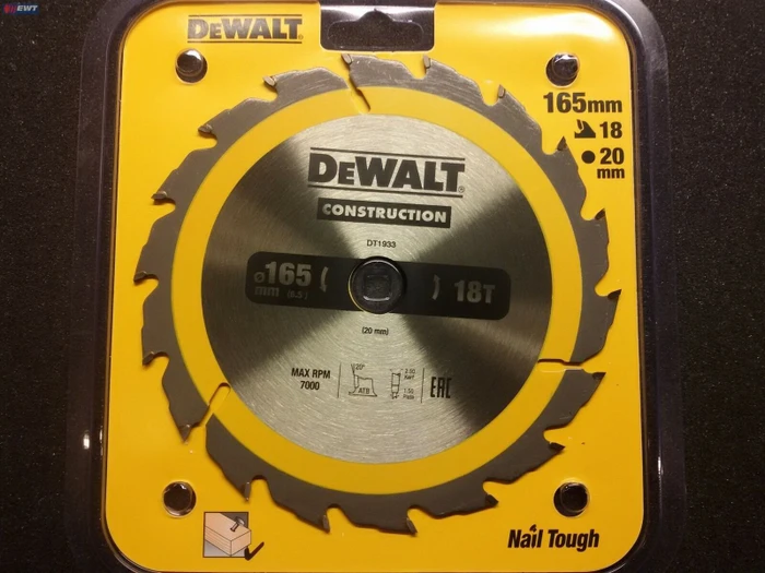 DeWalt DT1933 Kreissägeblatt 18Z, 165x1.5x20mm, 1 Stück