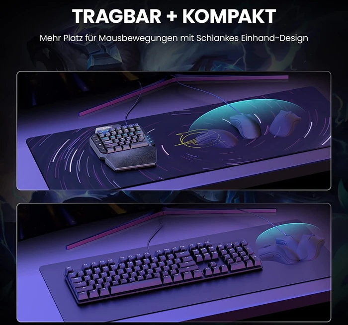 Hiwings HI300 RGB One Handed Mechanical Gaming Keyboard, schwarz, Gaote Outemu BLUE, USB-A