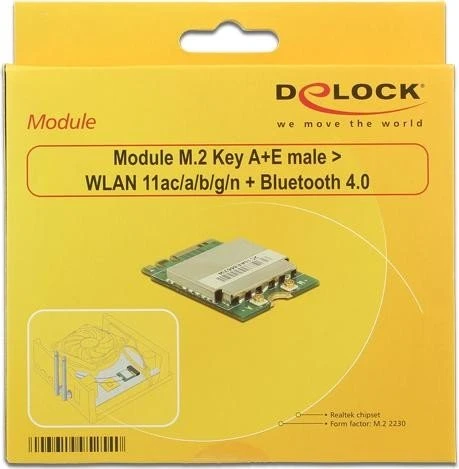 DeLOCK 2.4GHz/5GHz WLAN, Bluetooth 4.0, M.2/A-E-Key 2230