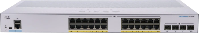 Cisco Business 350 Rackmount Gigabit Managed Switch, 24x RJ-45, 4x SFP+, 195W PoE+