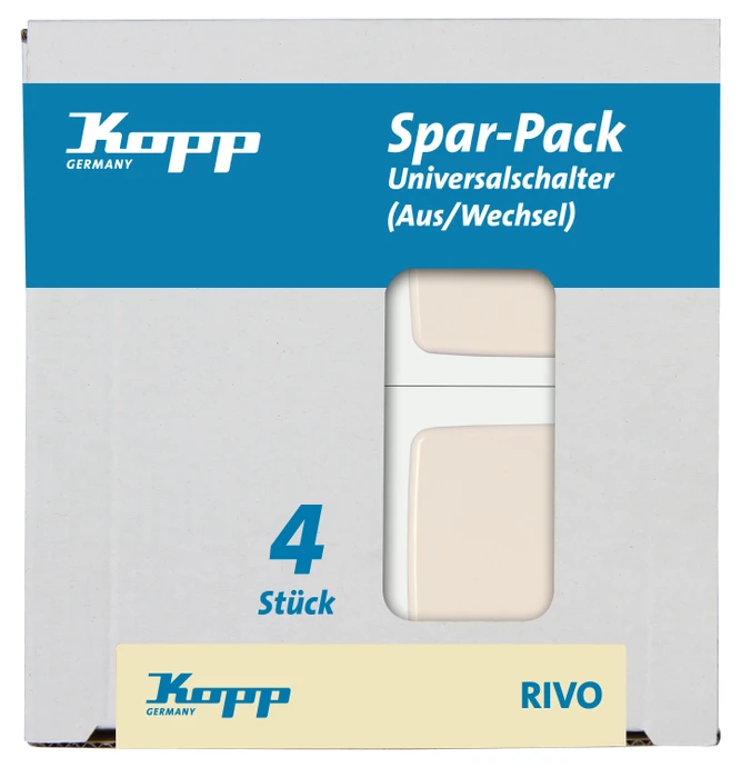 Kopp Rivo Profi-Pack: 4 Universalschalter, reinweiß