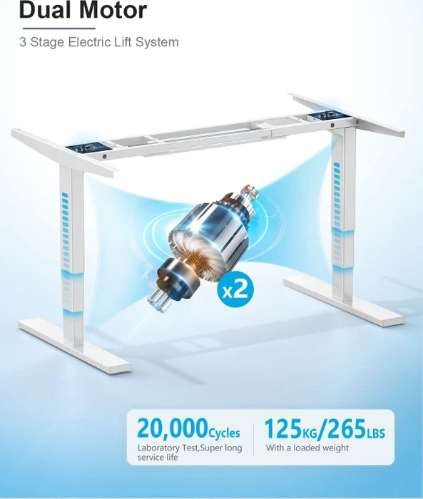 Maidesite T2 Pro Plus elektrisch höhenverstellbares Sitz-Steh-Schreibtischgestell weiß