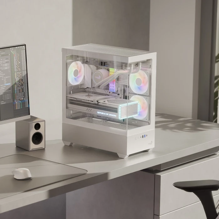 AeroCool P500D White, Glasfenster