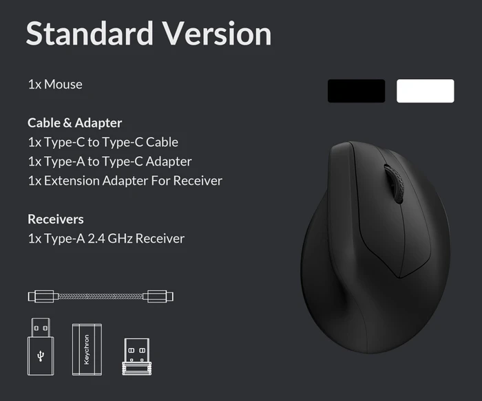 Keychron M5 8K Wireless Ergonomic Mouse schwarz, USB/Bluetooth