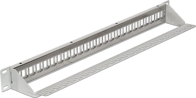 DeLOCK Patchpanel für RJ-45 Keystone Module, 19" , 24-Port, 1HE, 19", 1HE, grau
