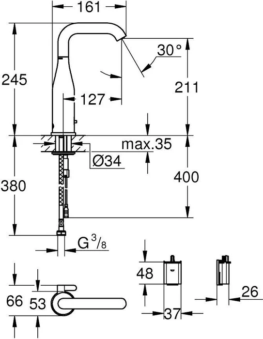 Grohe Essence E elektrische Einhand-Waschbeckenarmatur 1/2" chrom
