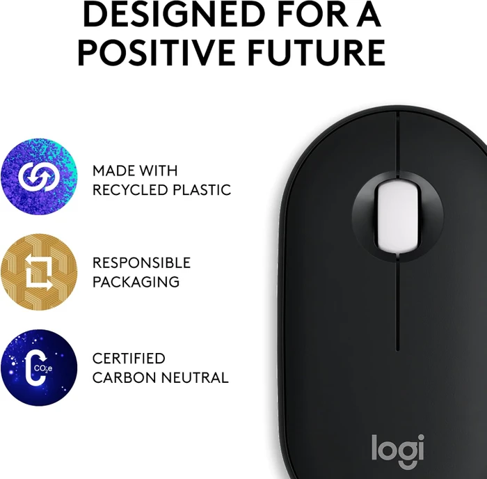 Logitech M350s Pebble Mouse 2 schwarz, Logi Bolt, USB/Bluetooth