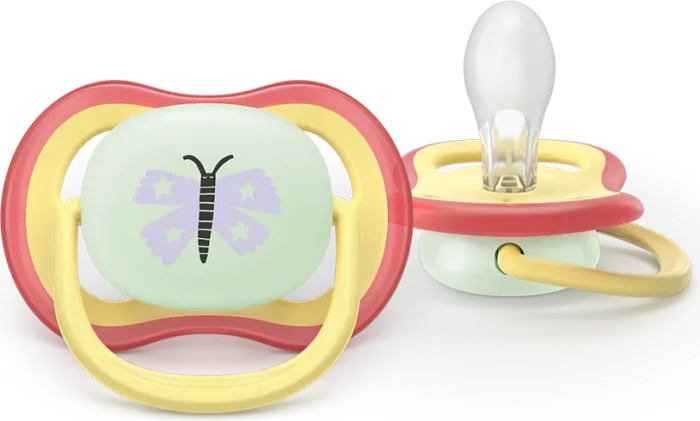 Philips Avent SCF376/25 Ultra Air Nighttime Beruhigungsschnuller, 6-18M, Silikon, raupe/schmetterling, 2 Stück