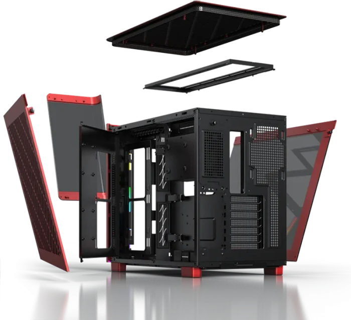 Montech King 95 Pro Vibrant Red, rot, Glasfenster