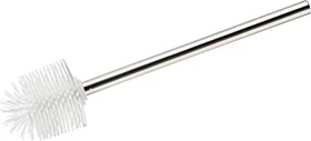 Wenko Silikon Ersatzbürste mit Stiel Ø 7.5cm auswechselbarer Silikon-Bürstenkopf edelstahl/weiß