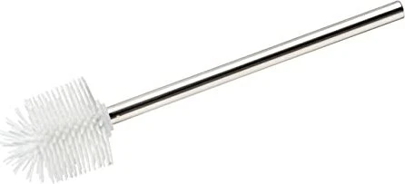 Wenko Silikon Ersatzbürste mit Stiel Ø 7.5cm auswechselbarer Silikon-Bürstenkopf edelstahl/weiß