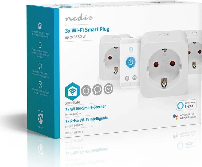 Nedis WLAN Smart-Stecker, 3680W, Typ F, Smart-Steckdose, 3er-Pack
