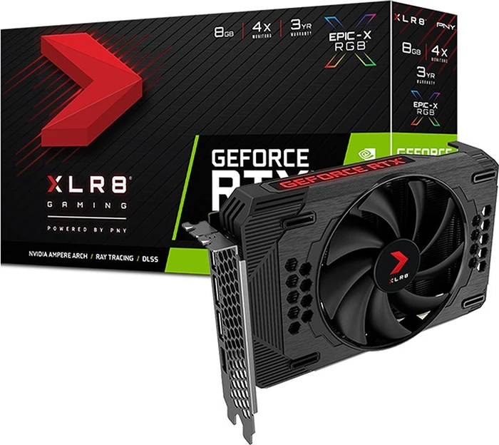 PNY GeForce RTX 3050 XLR8 Gaming Revel Epic-X RGB Single Fan, 8GB GDDR6, HDMI, 3x DP