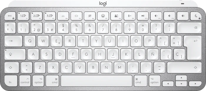Logitech MX Keys Mini for Mac, LEDs weiß, Logi Bolt, Pale Gray, weiß/grau, USB/Bluetooth, ES