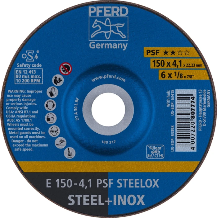 Pferd E 150-4.1 PSF STEELOX Schleifscheibe, 150x4.1x22.23mm, 10 Stück