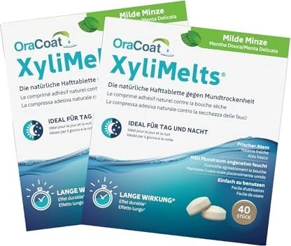 OraCoat XyliMelts Hafttabletten Milde Minze, 80 Stück