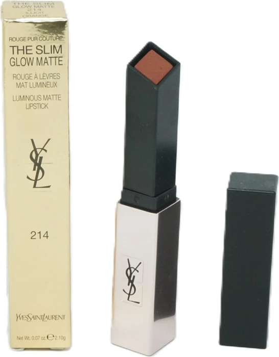 Yves Saint Laurent Rouge Pur Couture The Slim Glow Matte Lippenstift 214 Illicit Orange, 2.1g