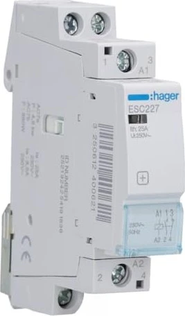 Hager Installationsschütz 25A 1 Schließer + 1 Öffner 230V
