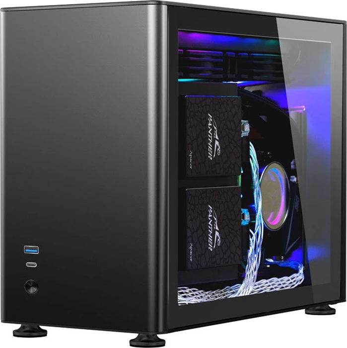 Jonsbo A4, schwarz, Glasfenster, Mini-ITX