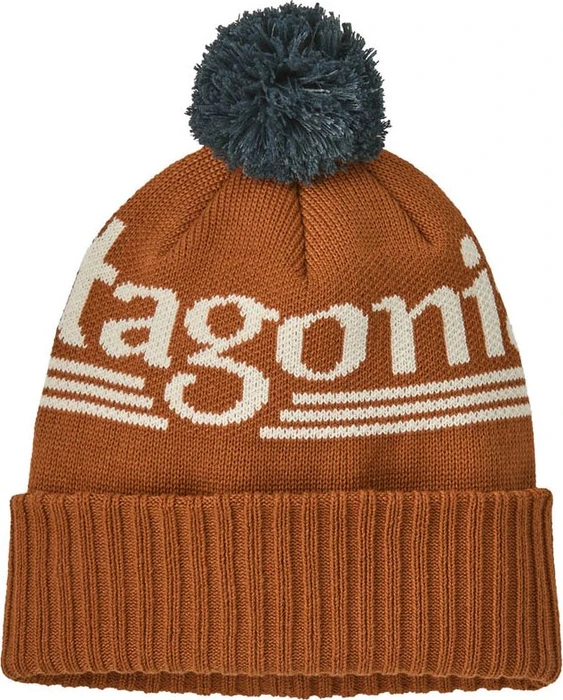 Patagonia Powder Town Beanie hut tripper logo: cinnamon brown
