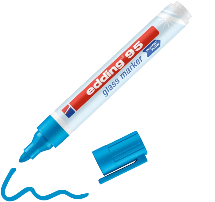 edding 95 Glasmarker hellblau, 3er-Pack