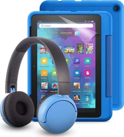 Amazon Fire HD 8 KFONWI 2020, ohne Werbung, blau, 32GB, inkl. BuddyPhones PopTime Headset und Displayschutzfolie, Kids Pro Edition