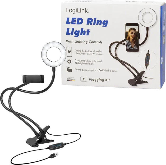 LogiLink Smartphone-Ringlicht-Klemmhalterung