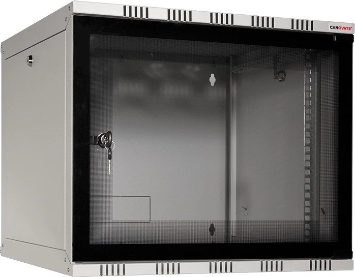 LogiLink Canovate SOHO Wandgehäuse 9HE, Sicherheitsglastür, grau, 550mm tief