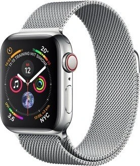 Apple Watch Series 4 (GPS + Cellular) Edelstahl 40mm silber mit Milanaise-Armband silber