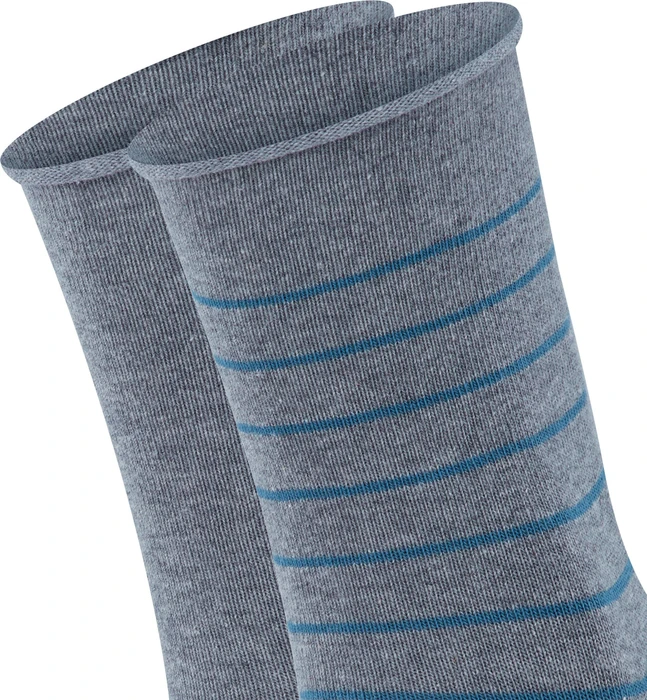 Falke Happy Stripe Socken light greymel., 2 Paare (Damen)
