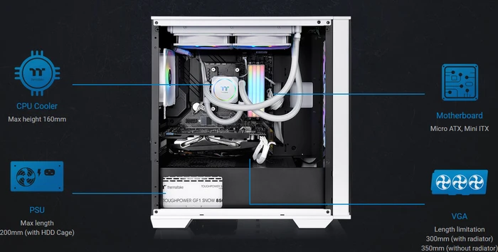 Thermaltake Divider 170 TG ARGB Snow Edition, weiß, Glasfenster