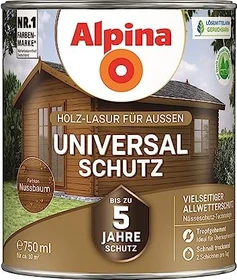 Alpina Farben Universal-Schutz Holz-Lasur außen nussbaum, 750ml
