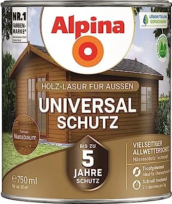 Alpina Farben Universal-Schutz Holz-Lasur außen Holzschutzmittel, 750ml