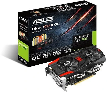 ASUS GeForce GTX 760 DirectCU II OC, GTX760-DC2OC-2GD5, 2GB GDDR5, 2x DVI, HDMI, DP